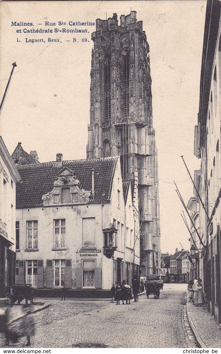 Mechelen, Malines, Rue Ste Catherine Et Cathédrale St Rombout (pk57316) - Malines