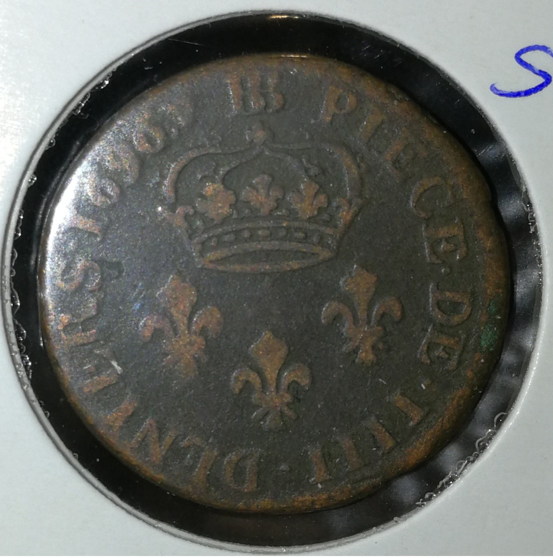 France Rareté ! ♦ Louis XIV Buste Âgée ♦ 4 Deniers ♦ 1696 BB ♦ Strasbourg ♦ BRONZE RARE ! - 1643-1715 Louis XIV The Great