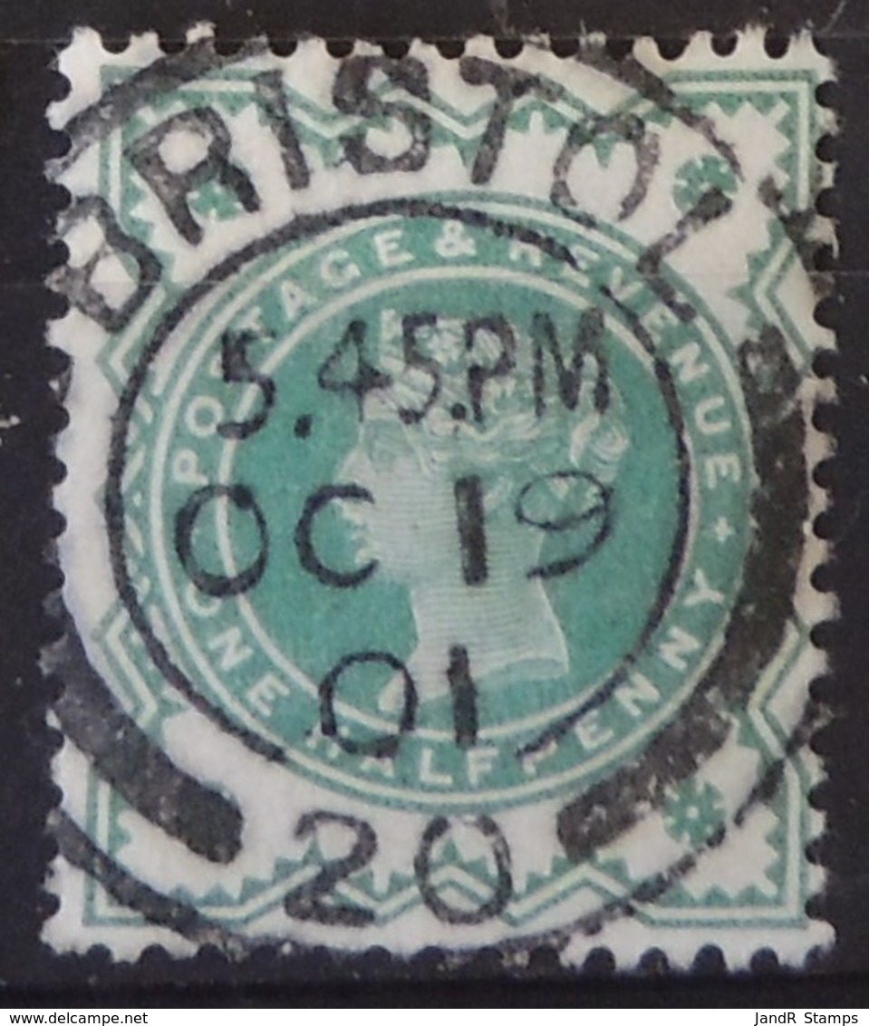 Great Britain 1900 QV Jubilee 1/2p  Blue Green BRISTOL Postmark Double CDS Oct19 1901 Used SG213 GB - Used Stamps