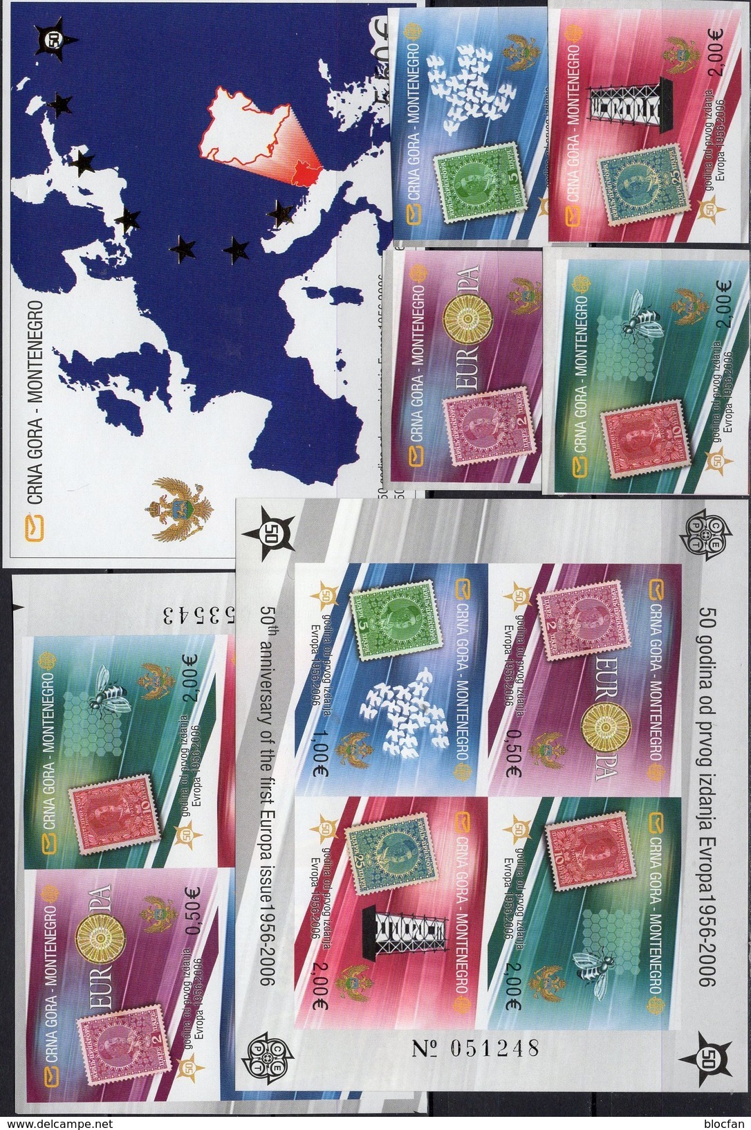CEPT 2006 CRNA GORA 108/1B,VB,Blocks 2 B+3 Imperf.** 264€ Hojita Ss Blocs Stamps On Stamp Sheets Bf 50 Years EUROPE - 2006