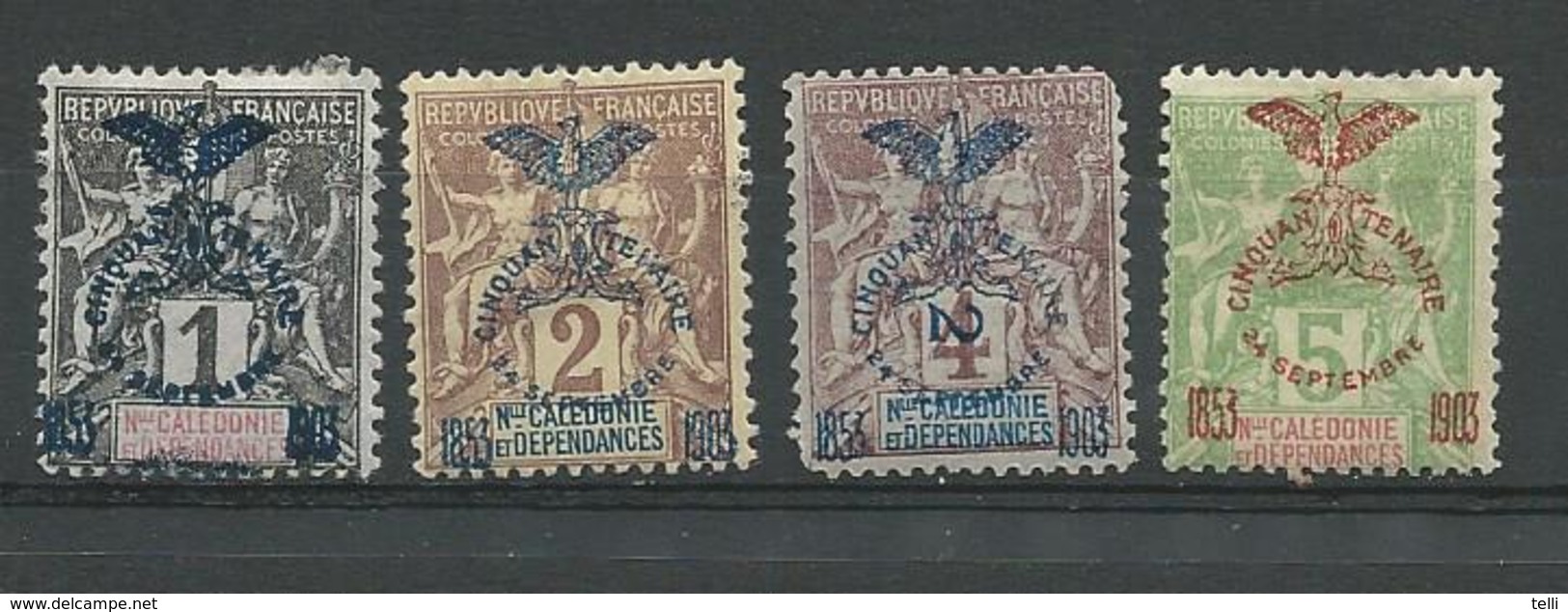 NOUVELLE CALÉDONIE Scott 66, 67, 68, 70 Yvert 67, 68, 69, 71 (4) * Cote 19,50 $1903 - Unused Stamps