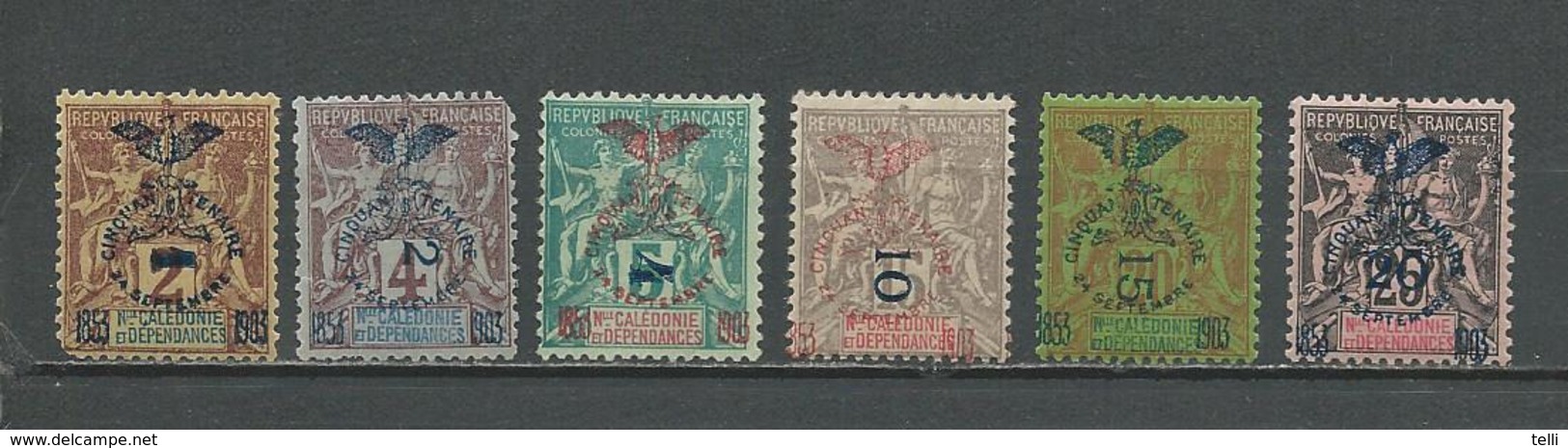 NOUVELLE CALÉDONIE Scott 81, 82, 83, 85, 86, 87 Yvert 81, 82, 83, 85, 86, 87 (6) * Cote 16,50 $ 1903 - Unused Stamps