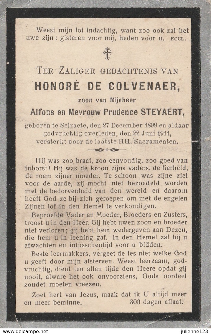 GEBOREN TE SELZAETE 1899+1911 HONERE DE COLVENAER. - Religion & Esotérisme