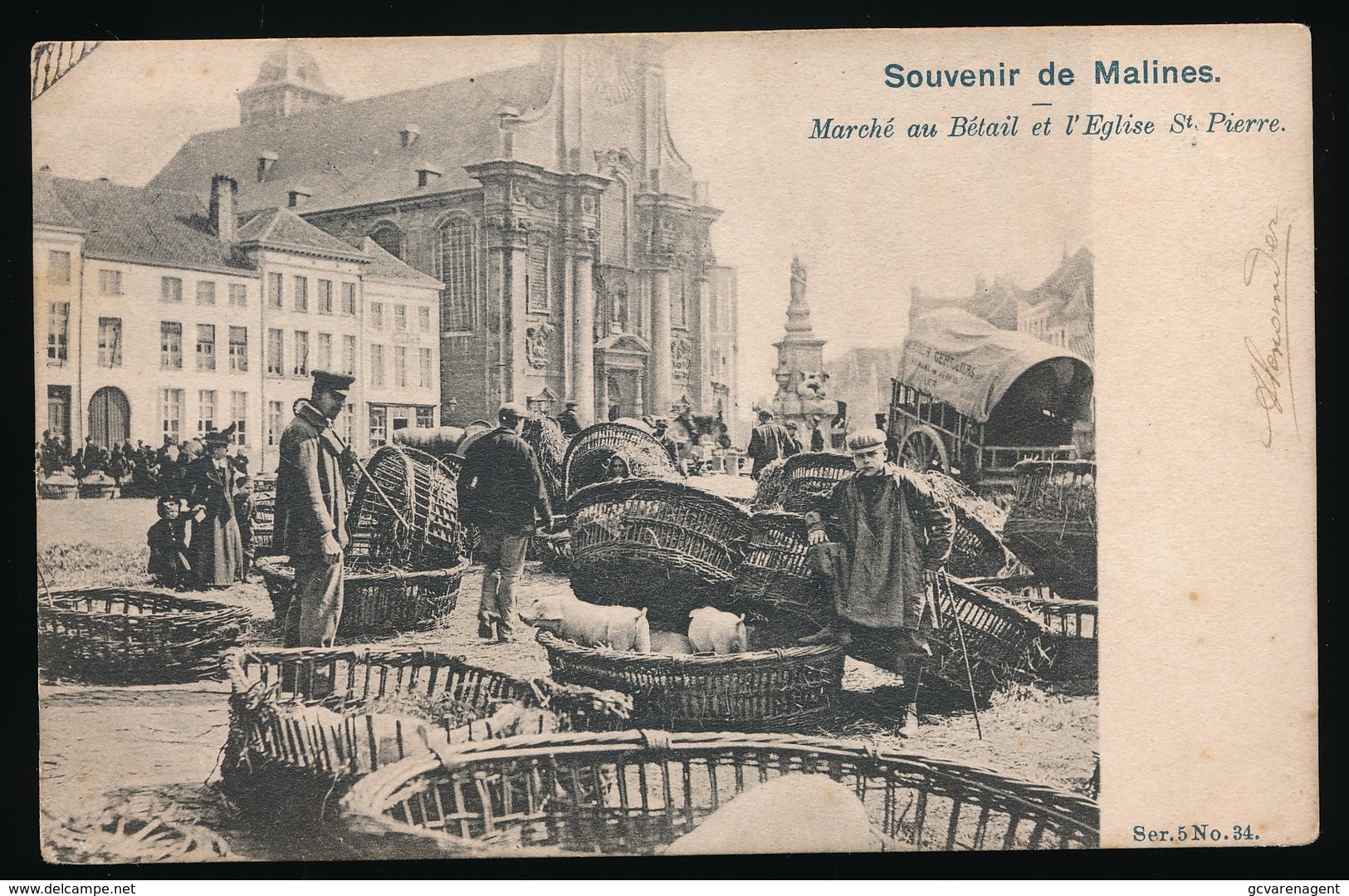 MECHELEN   MARCHE AU BETAIL ET L'EGLISE ST PIERRE - Malines