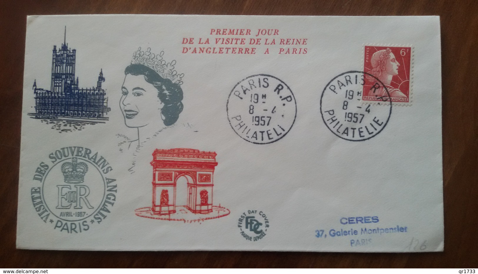 Premier Jour  FDC..  PARIS  R. P.   PHILATELIE ..REINE D 'ANGLETERRE  1957 - Ohne Zuordnung