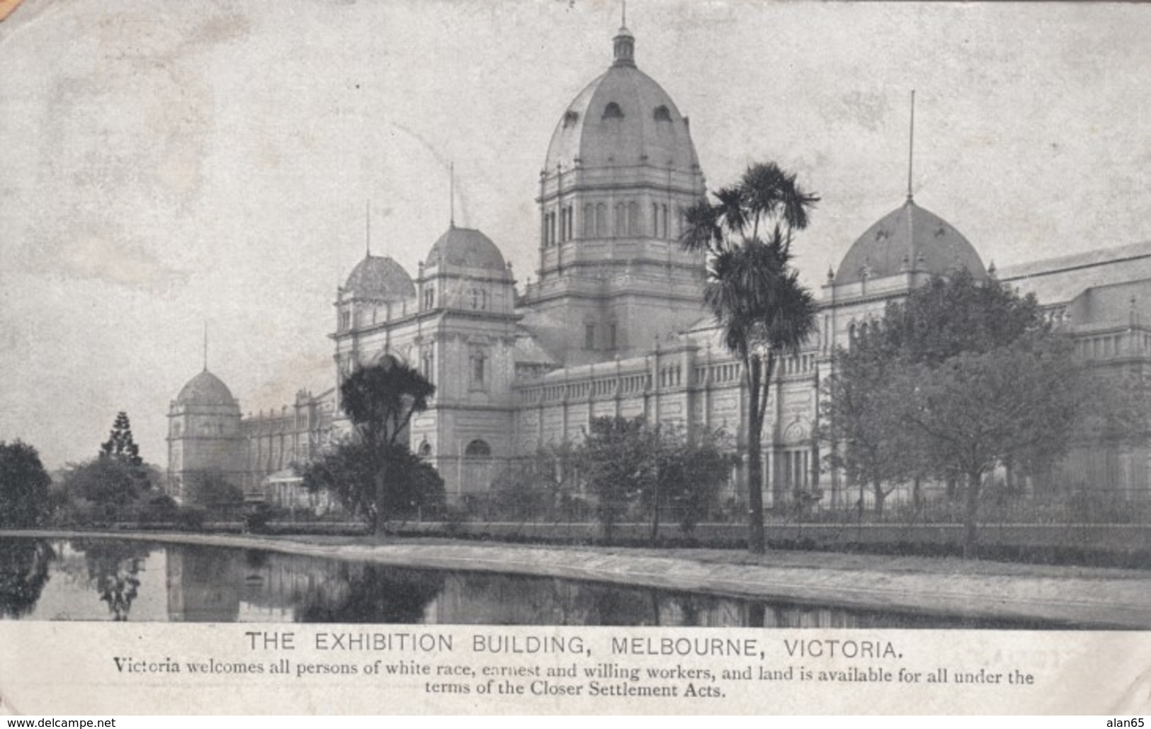 Melbourne VIC Australia, Invitation To 'White Race' Immigrants, Exhibition Building, C1900s Vintage Postcard - Melbourne