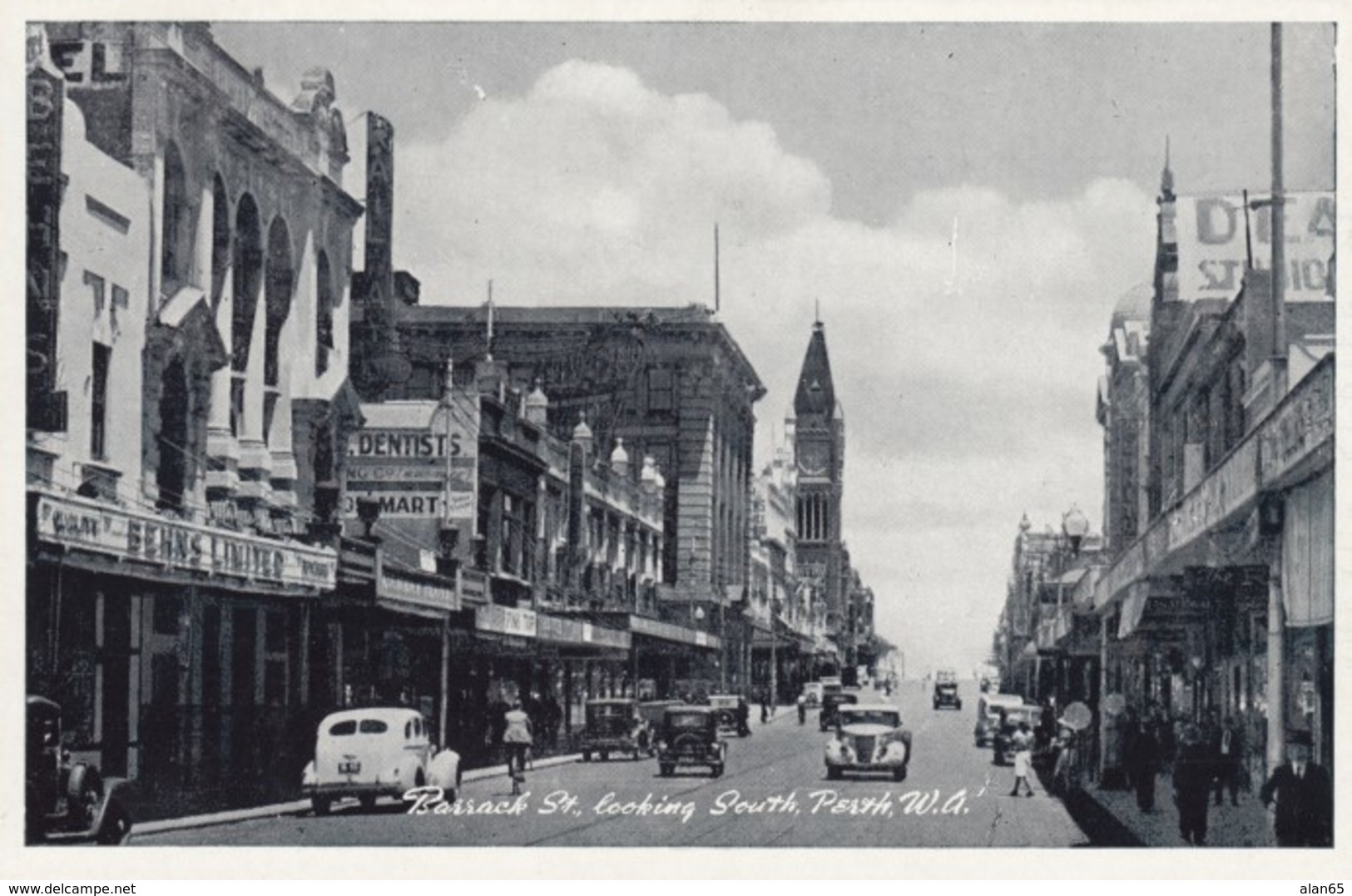 South Perth WA Australia, Bossack Street Scene, Business Signs, Autos, C1930s/40s Vintage Beau #273 Postcard - Perth