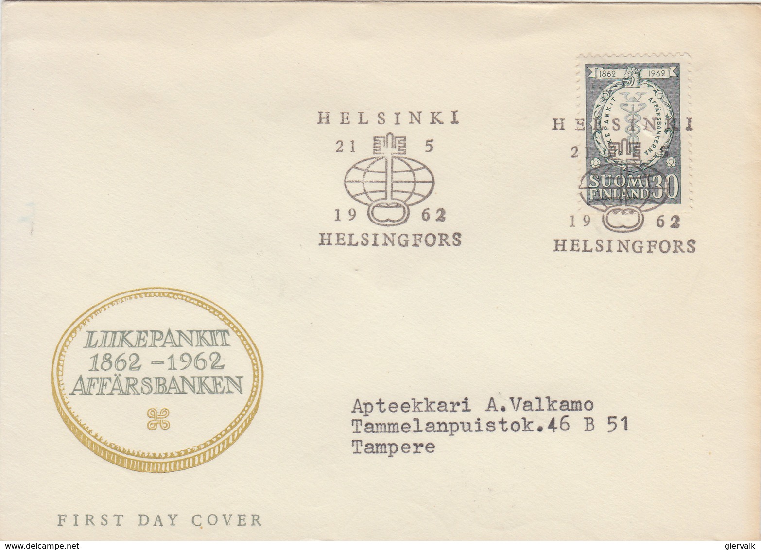 FINLAND 1962 FDC Affärsbanken.BARGAIN.!! - FDC