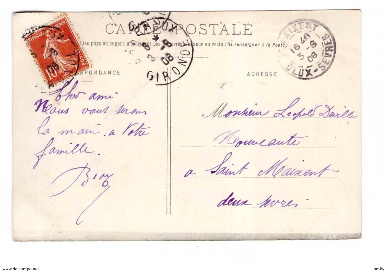 33 Pessac Le Rond Point De L' Alouette Cpa Cachet 1908 Tram Tramway - Pessac