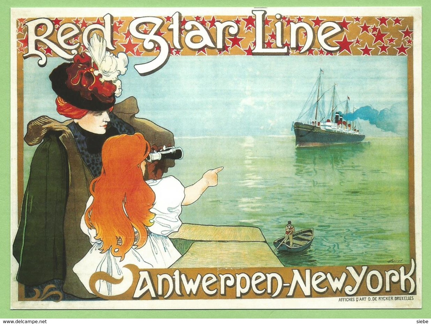 2 Kaarten Red Star Line & 1 American Line - Reproducties Affiche - Antwerpen - New York - Paquebots