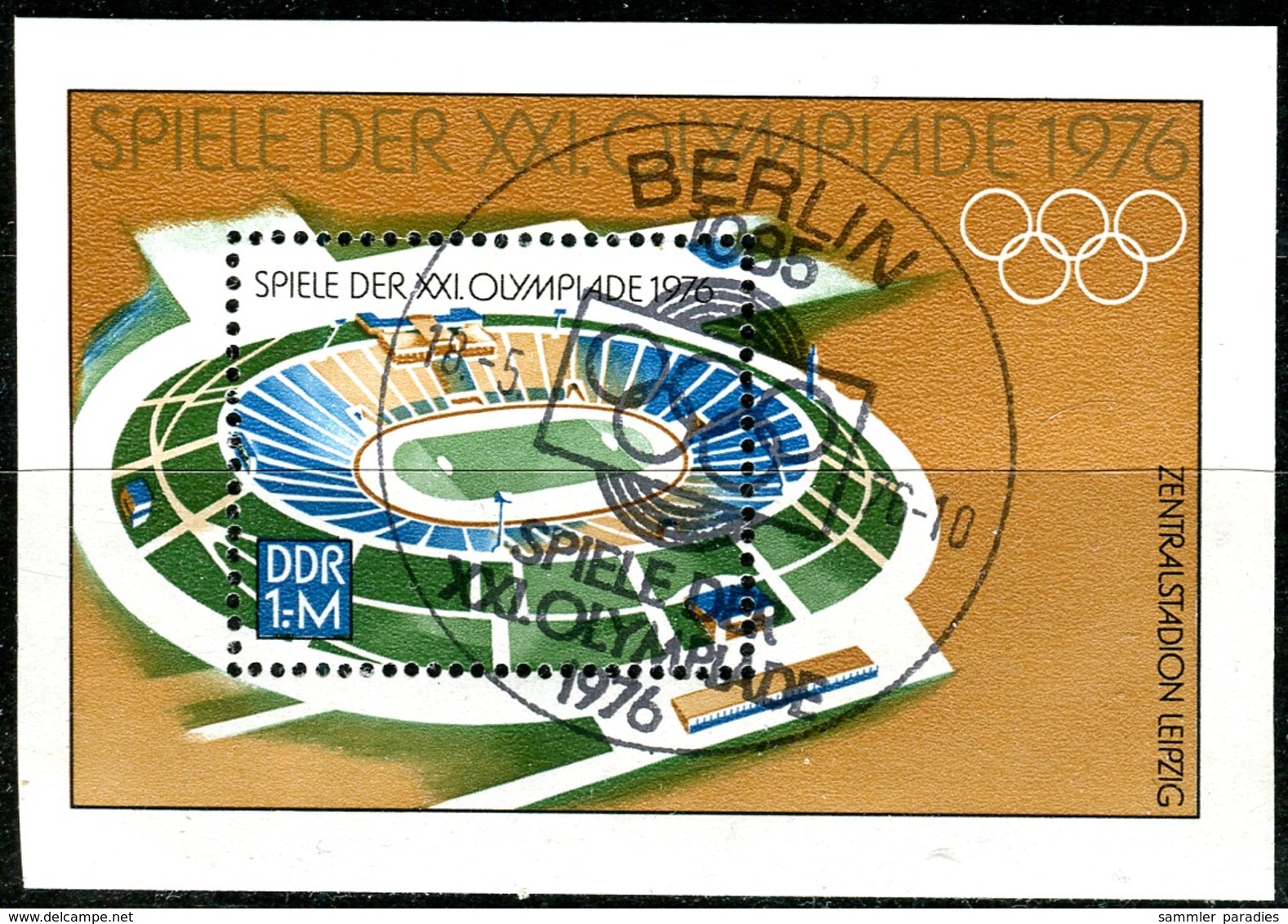 DDR - Mi Block 46 = 2132 - OO Gestempelt (A) - 1M    Sommerolympiade 76 - Used Stamps