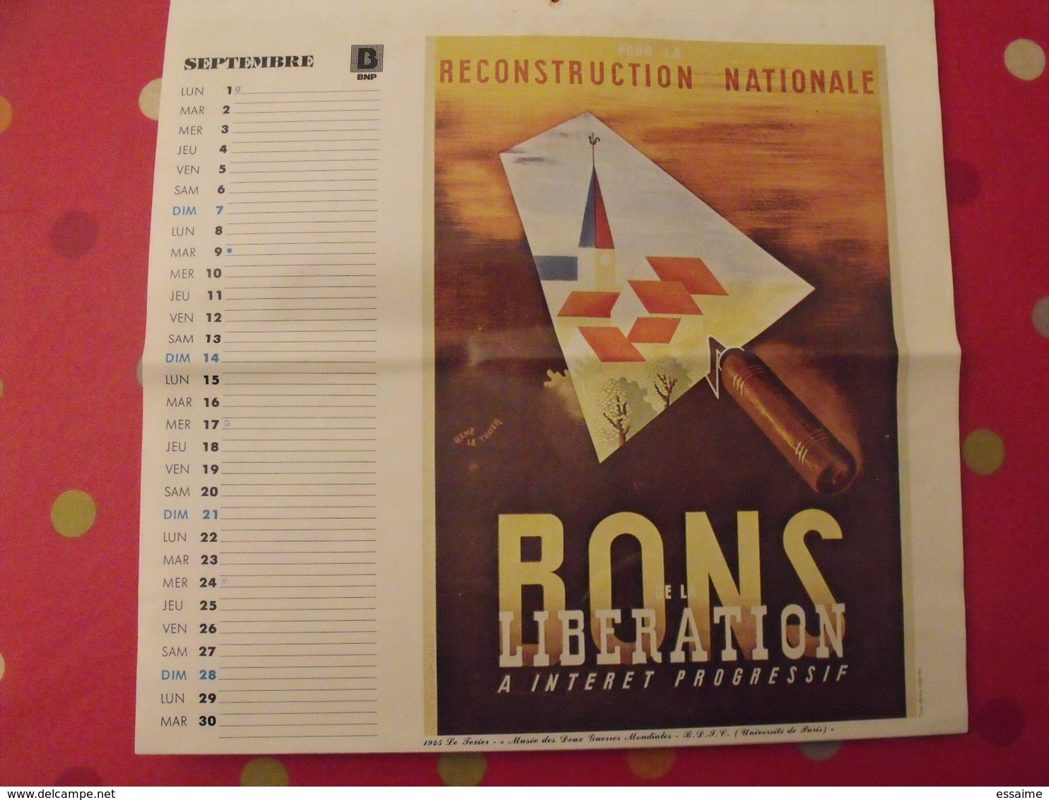 calendrier BNP 1980. affiches emprunt national