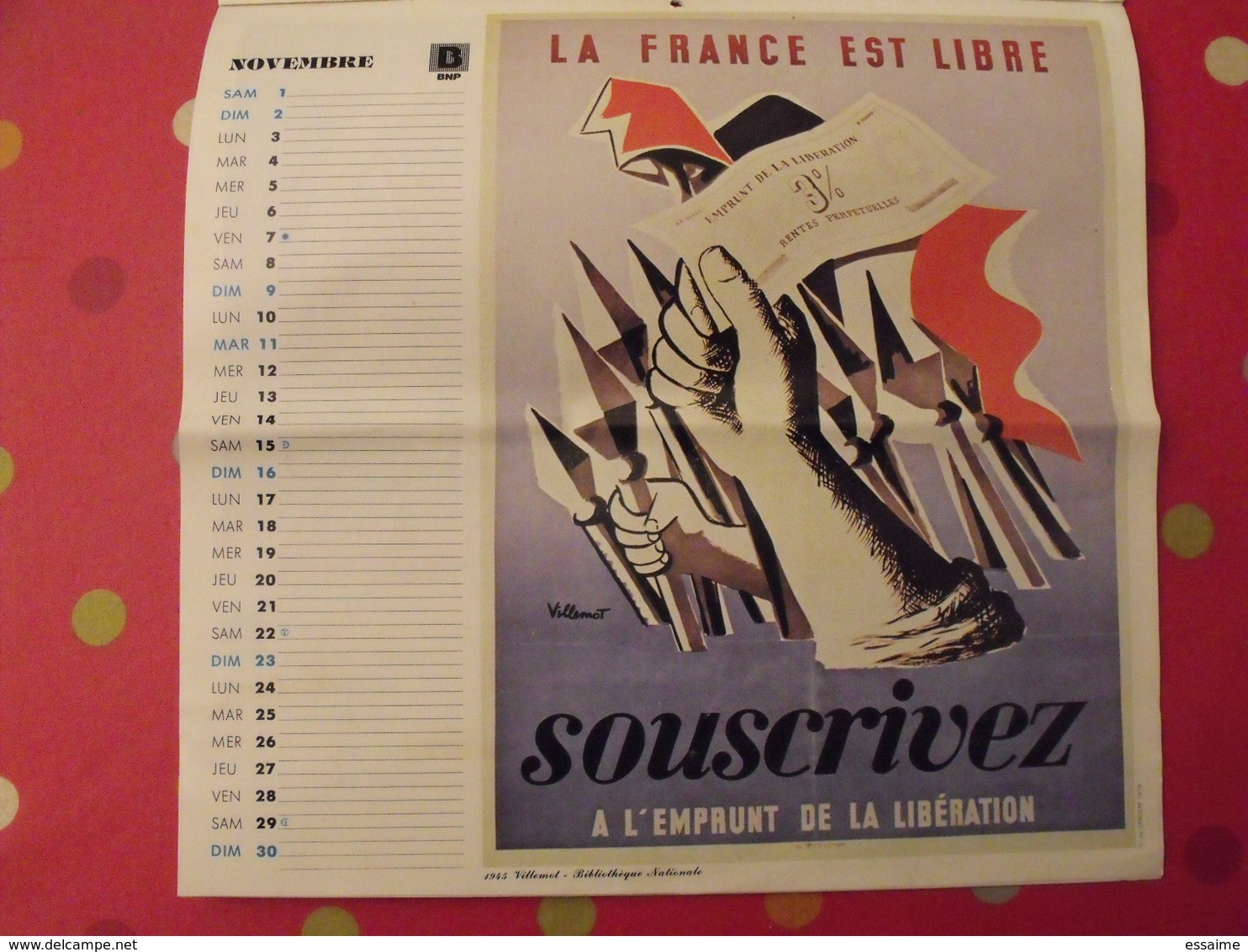 calendrier BNP 1980. affiches emprunt national