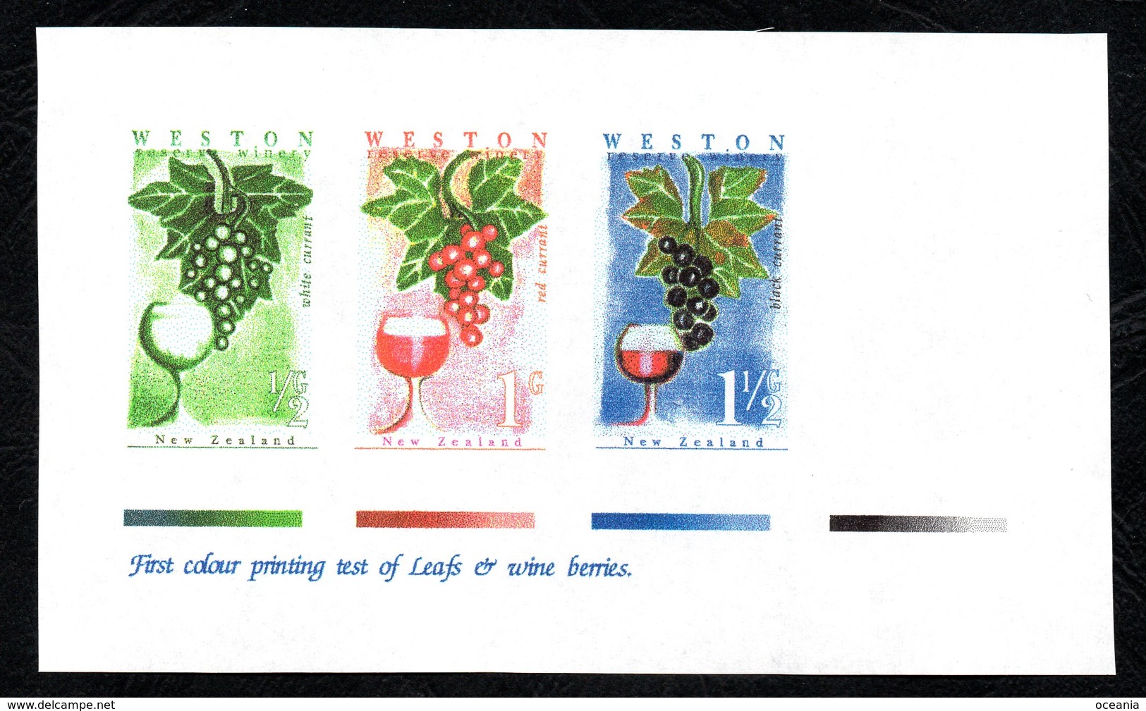 New Zealand Wine Post Leafs & Wine Berries Rare Print Trial On Gummed Paper. - Other & Unclassified