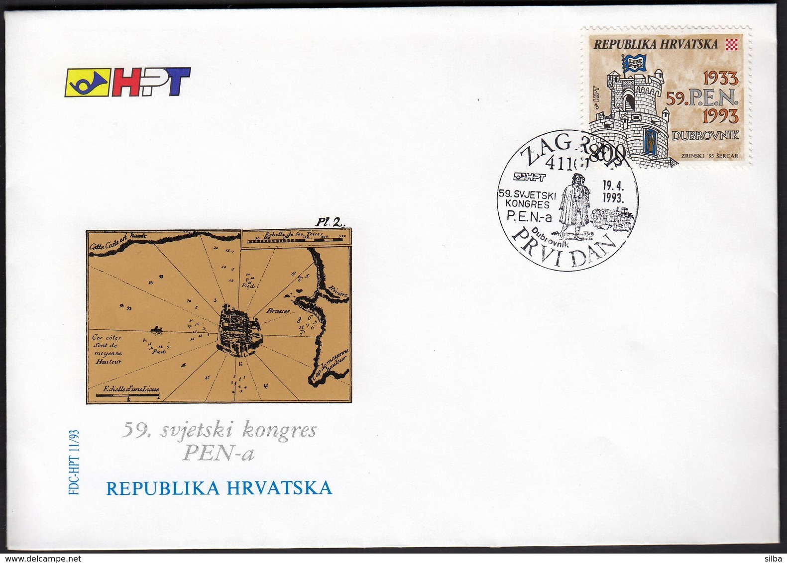 Croatia Zagreb 1993 / PEN Congress / World Association Of Writers / FDC - Croatie