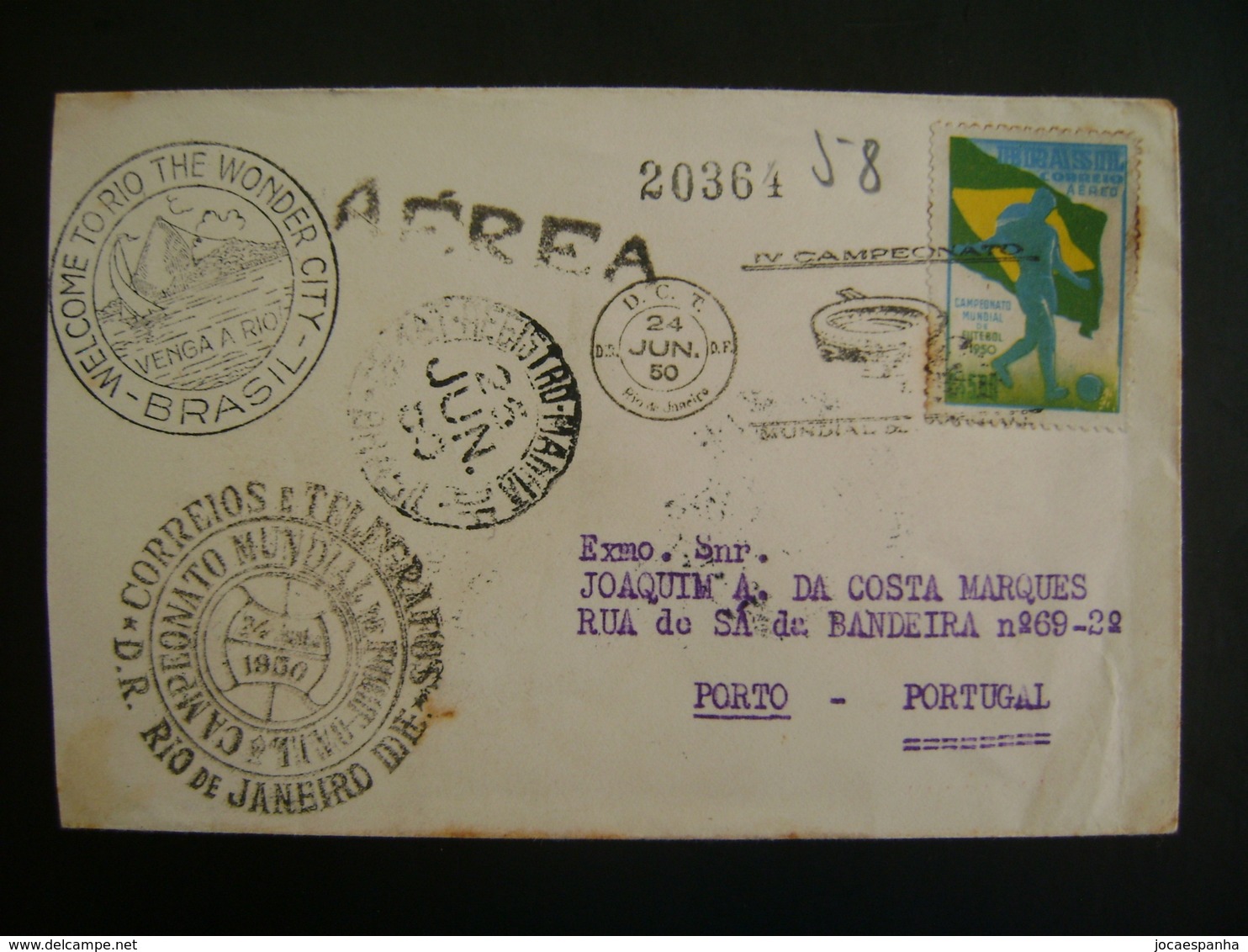 LETTER SUBMITTED TO PORTUGAL WITH AIR SEAL OF THE IV WORLD FOOTBALL CHAMPIONSHIP IN BRAZIL IN THE STATE - 1950 – Brasilien