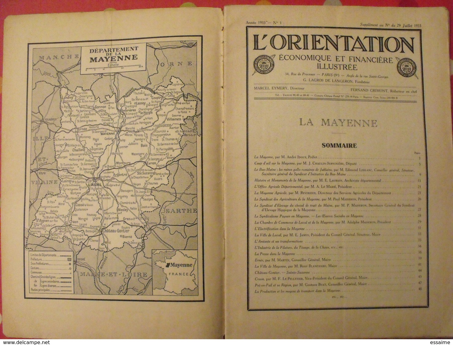 La Mayenne. N° Spécial. Orientation économique Et Financière. Mayenne. Laval. Chateau. Ernée Craon. 1933 - Pays De Loire