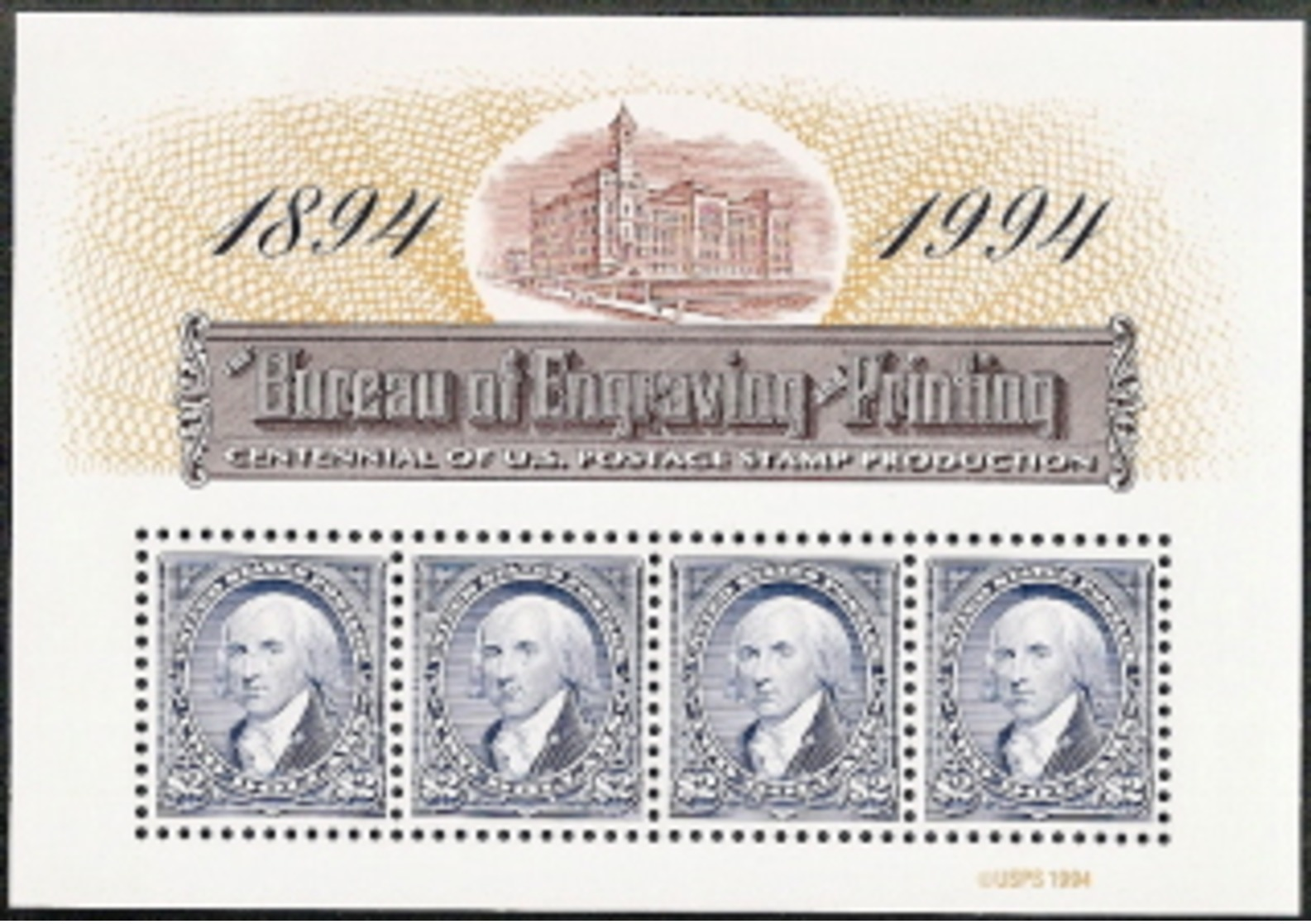 United States, Scott 2018 # 2875,  Issued 1994, Pane Of 4, MNH, $ 16.00, Washington - Unused Stamps