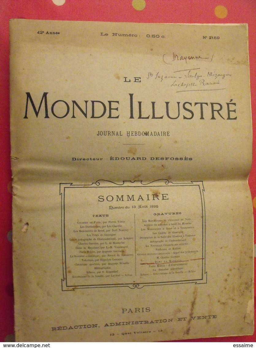 Le Monde Illustré N° 2159 De 1898. Mayenne Ste Suzanne Saulges Chapelle Ransouin Mézangers - Pays De Loire