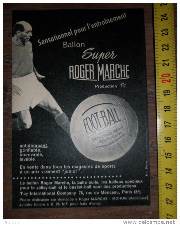 PUB PUBLICITE BALLON FOOTBALL ROGER MARCHE MOHON - Collections