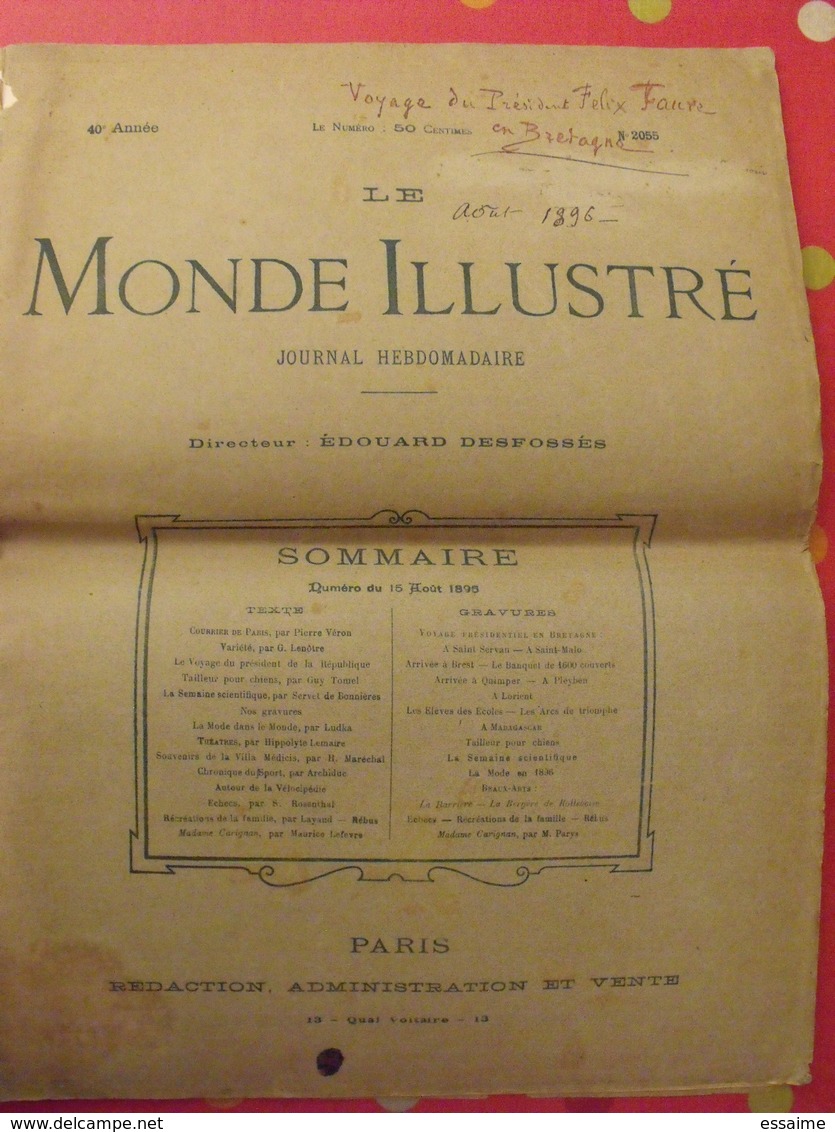 Le Monde Illustré N° 2055 De 1896. Saint-malo Saint -servan Quimper Brest Pleyben Lorient Madagascar - Pays De Loire