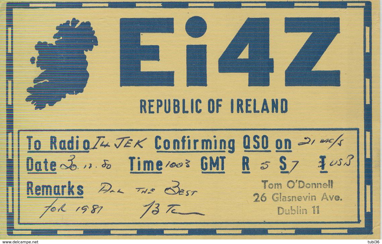 IRLANDA - DUBLINO -  - RADIO AMATORIALE- 16 GENNAIO 1983 - - Radio Amatoriale
