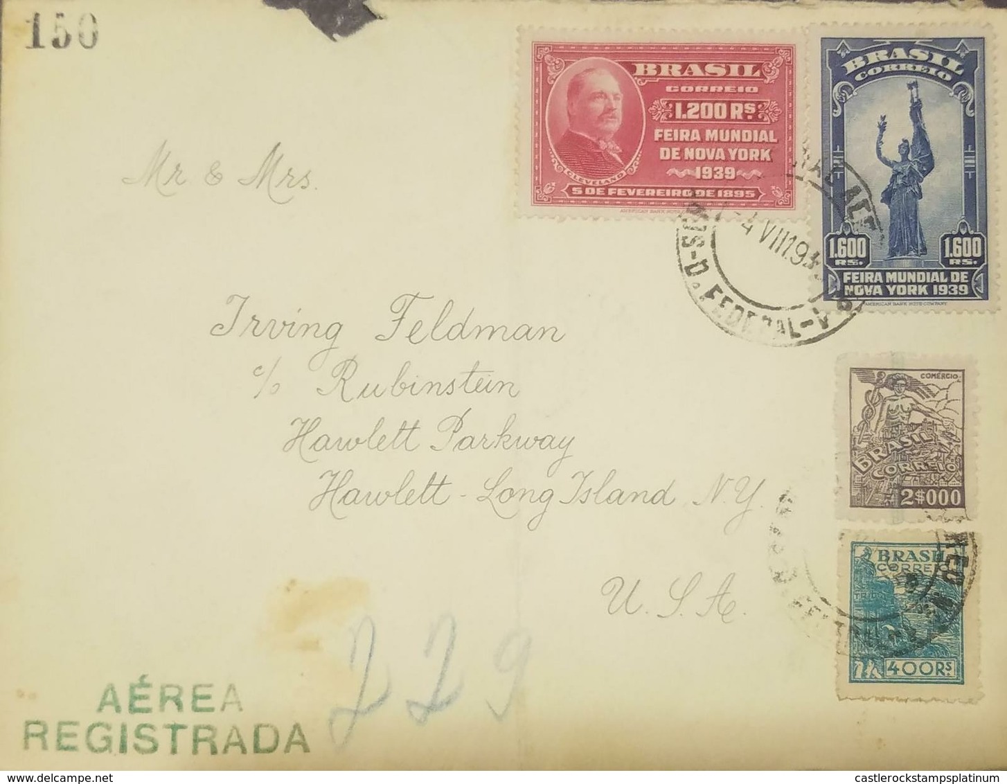 O) 1949 BRAZIL, GROVER CLEVELAND -NEW YORK WORLD'S FAIR SCT 482,STATUE OF FRIENDSHIP SCT 483, COMMERCE SCT 524, AGRICULT - Covers & Documents