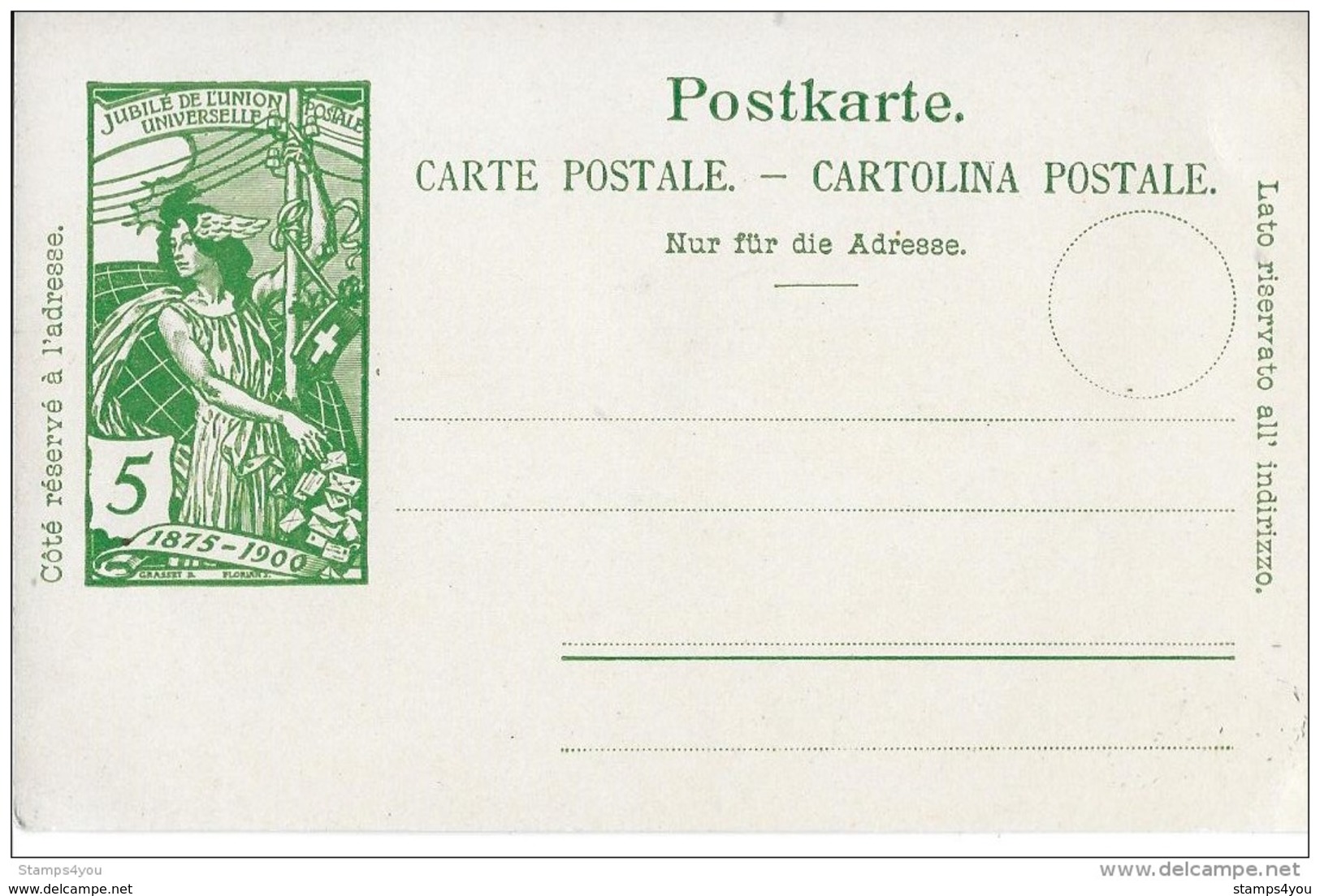 85 - 78 - Entier Postal Neuf  5cts UPU 1900 - Postwaardestukken