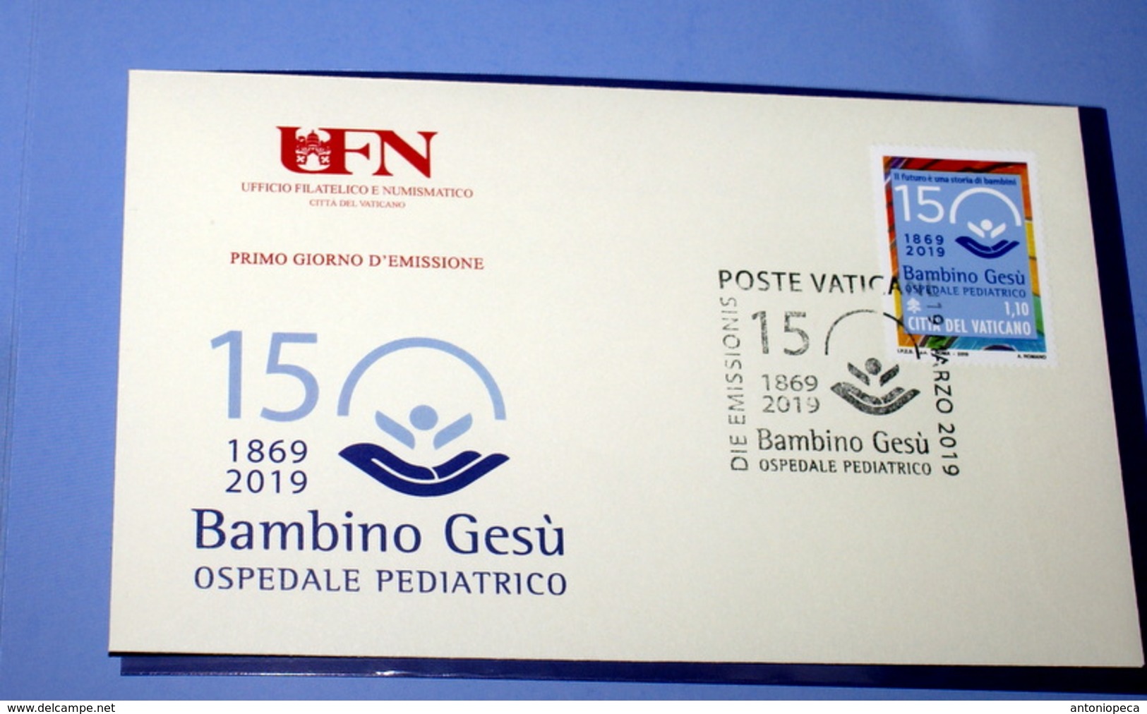 VATICAN 2019, 150° ANNIV.  FOUNDATION BAMBINO GESU HOSPITAL, JOINT FOLDER WITH ITALY - Covers & Documents