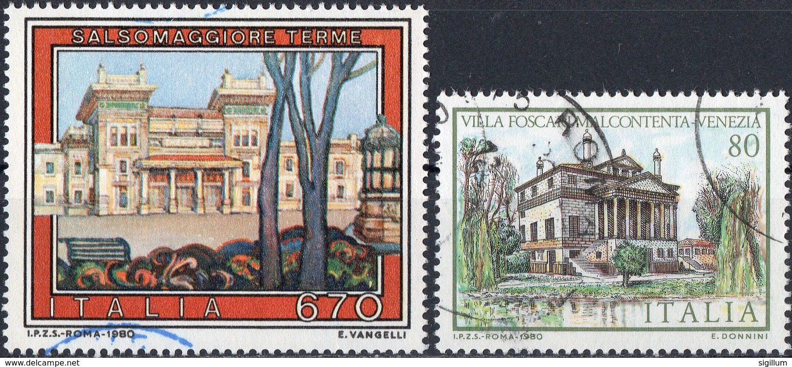 REPUBBLICA 1980 - TURISMO, SALSOMAGGIORE TERME + VILLE, VILLA FOSCARI MALCONTENTA - 2 VALORI USATI - 1971-80: Usati