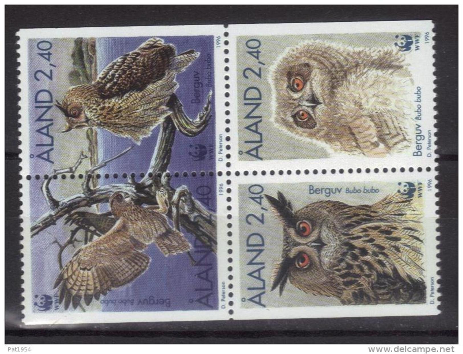 Aland 1996 N°109/112 Neufs Oiseaux Hibou Le Grand Duc - Ålandinseln