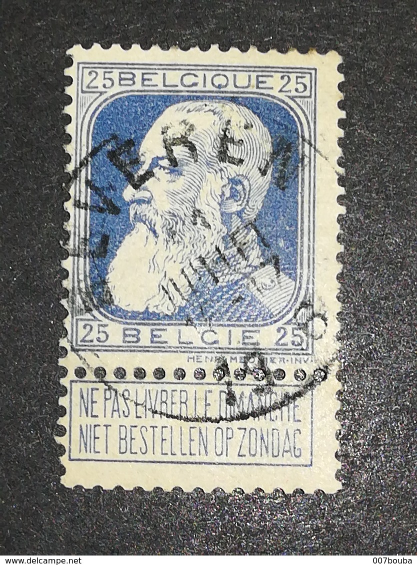 COB N ° 76 Oblitération Beveren 1906 - 1905 Grosse Barbe