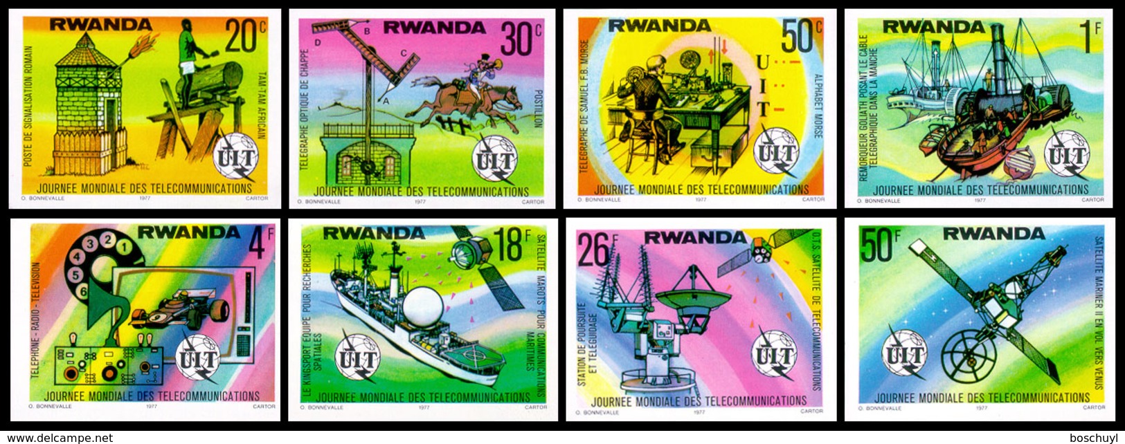 Rwanda, 1977, ITU, World Telecommunication Day, United Nations, Space, MNH Imperforated, Michel 873-880B - Autres & Non Classés