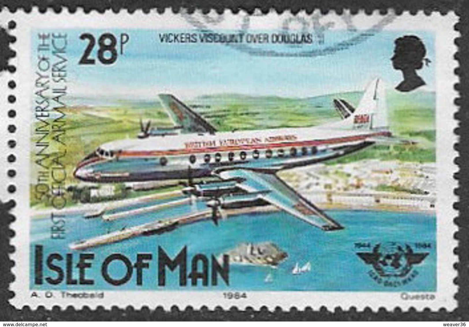 Isle Of Man SG270 1984 Air Anniversaries 28p Good/fine Used [39/32031/25D] - Isle Of Man