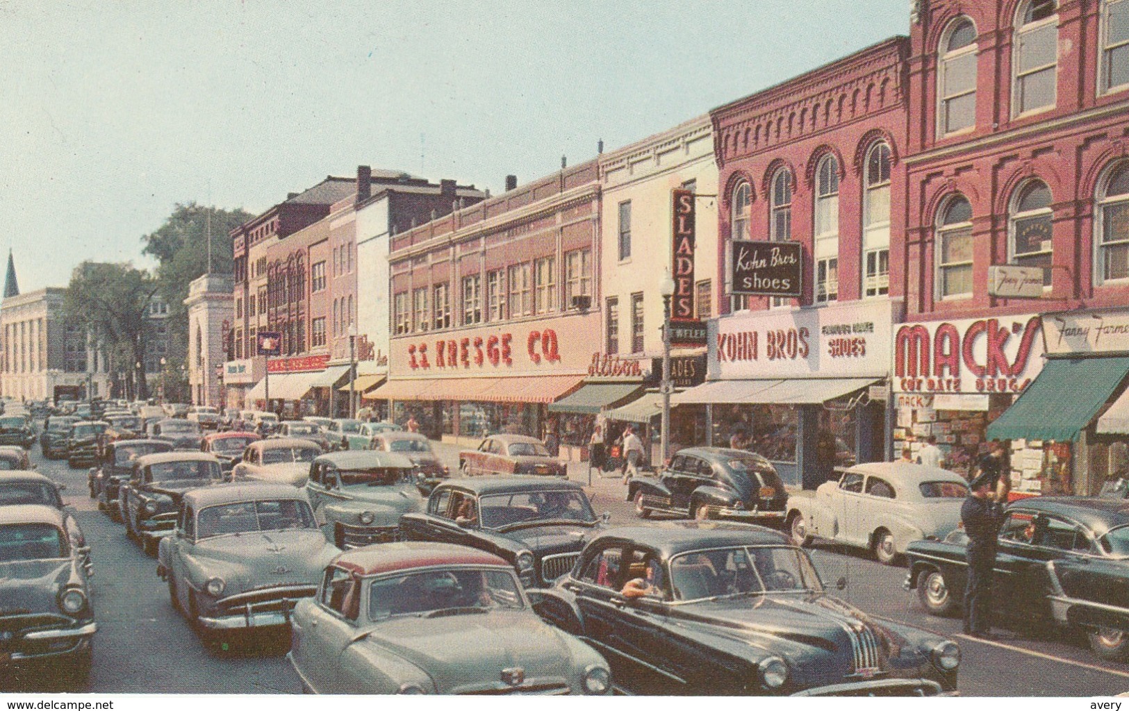 Glen Street Looking North, Glen Falls, New York Vintage Cars - Adirondack