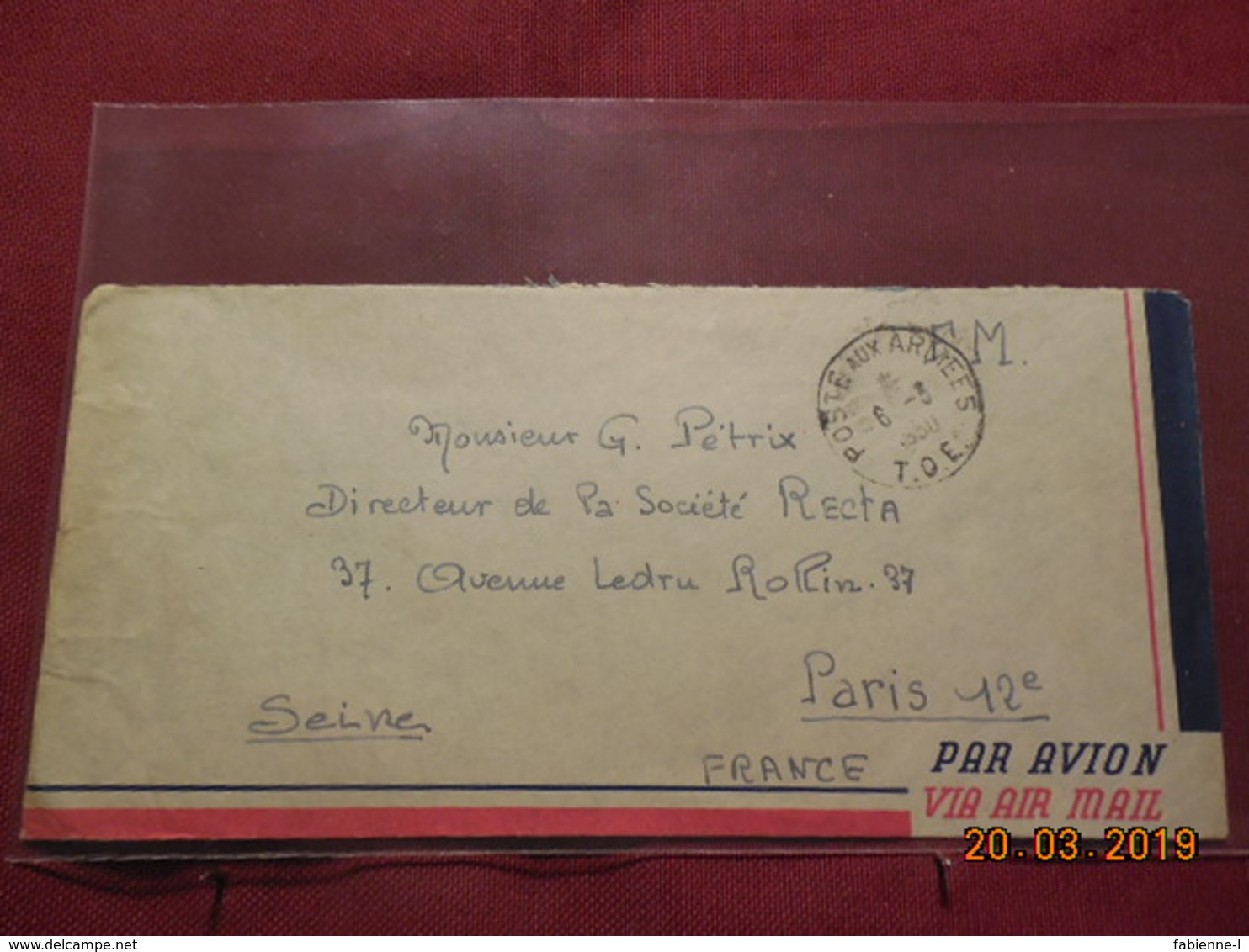 Lettre De 1950 Avec Cachet (TOE Poste Aux Armées) SP 75649 BPM 403 TFIN - Aushilfsstempel