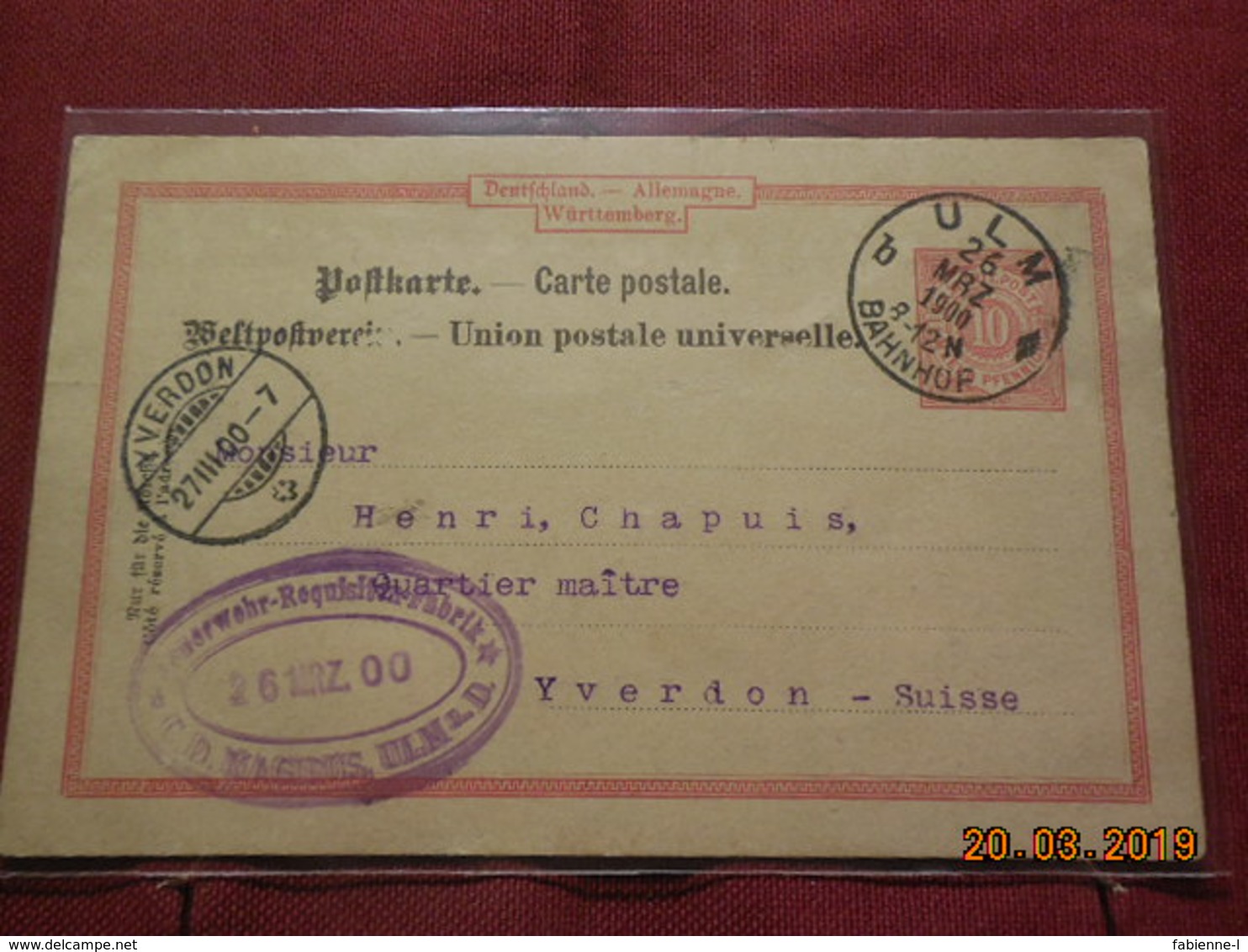 Entier Postal De 1900 à Destination D Yverdon - Sonstige & Ohne Zuordnung