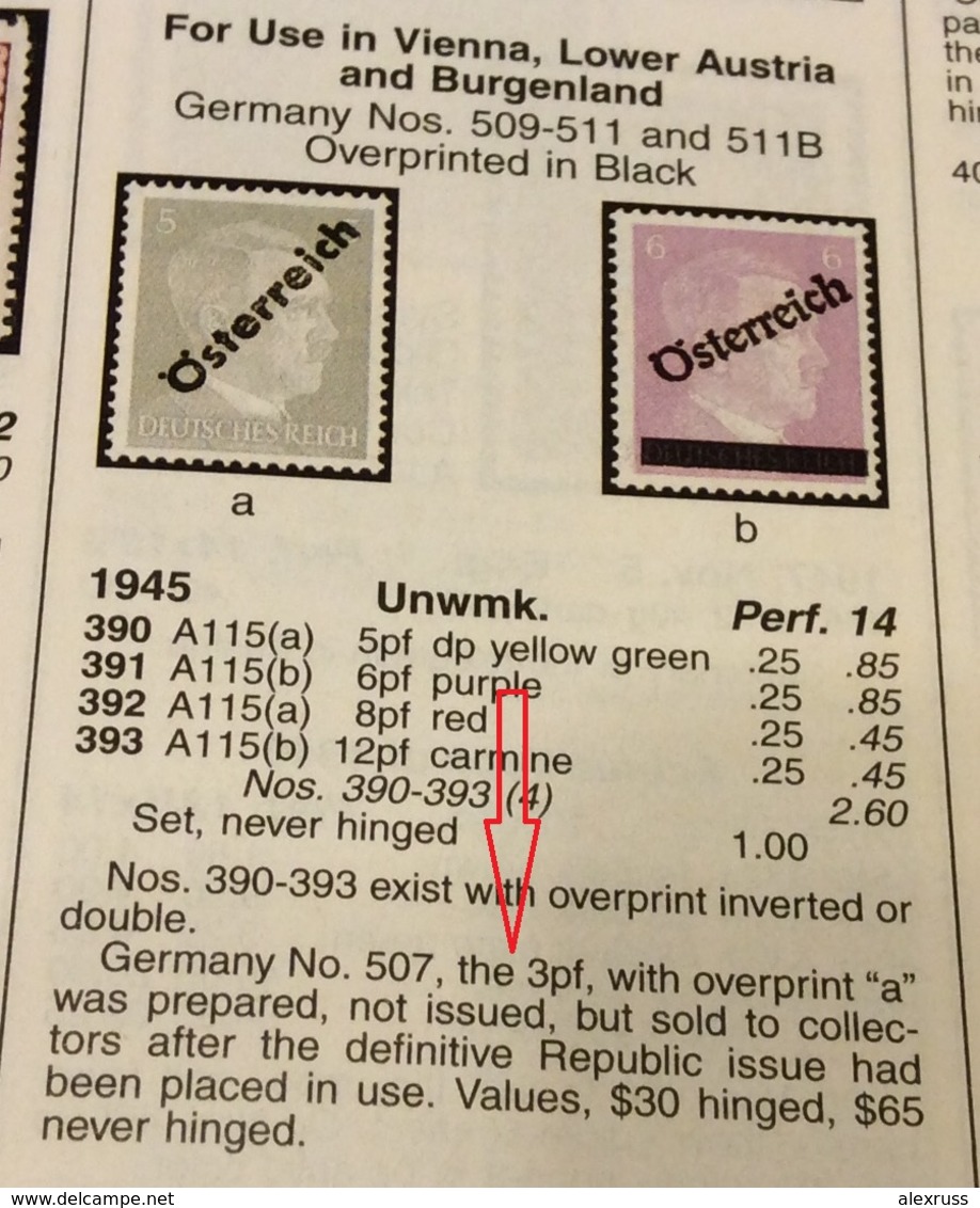 Austria 1945, Hitler Rare Unissued 3pf Overprint, Overinked, Mi # A4,VF Mint Hinged*OG (RN-7) - Unused Stamps