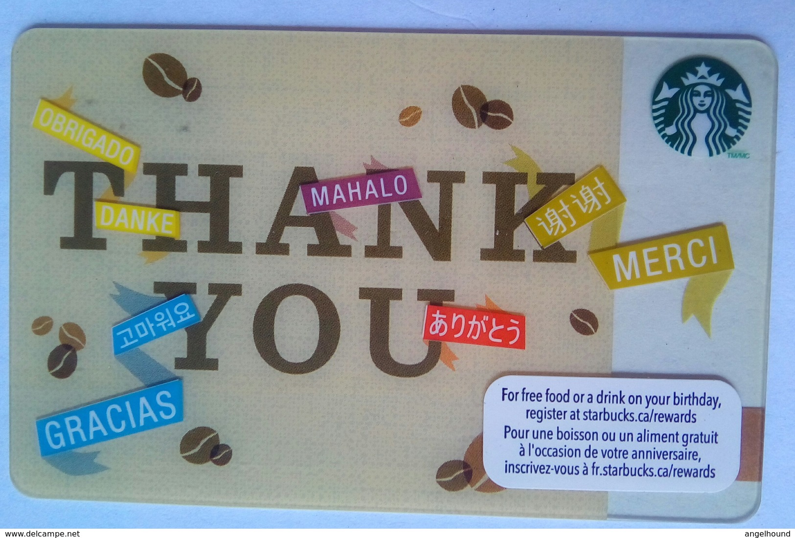 Starbucks Canada  Thank You - Cartes Cadeaux