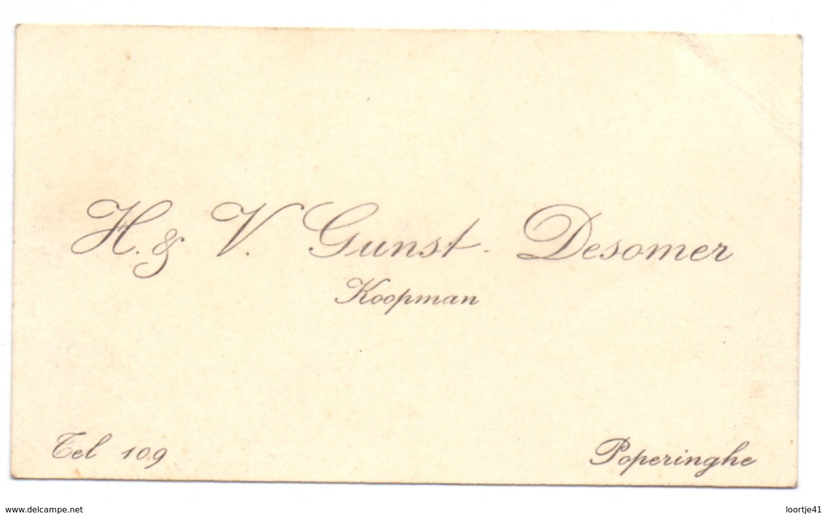 Visitekaartje - Carte Visite - Koopman H. & V. Gunst - Desomer  - Poperinge - Cartes De Visite