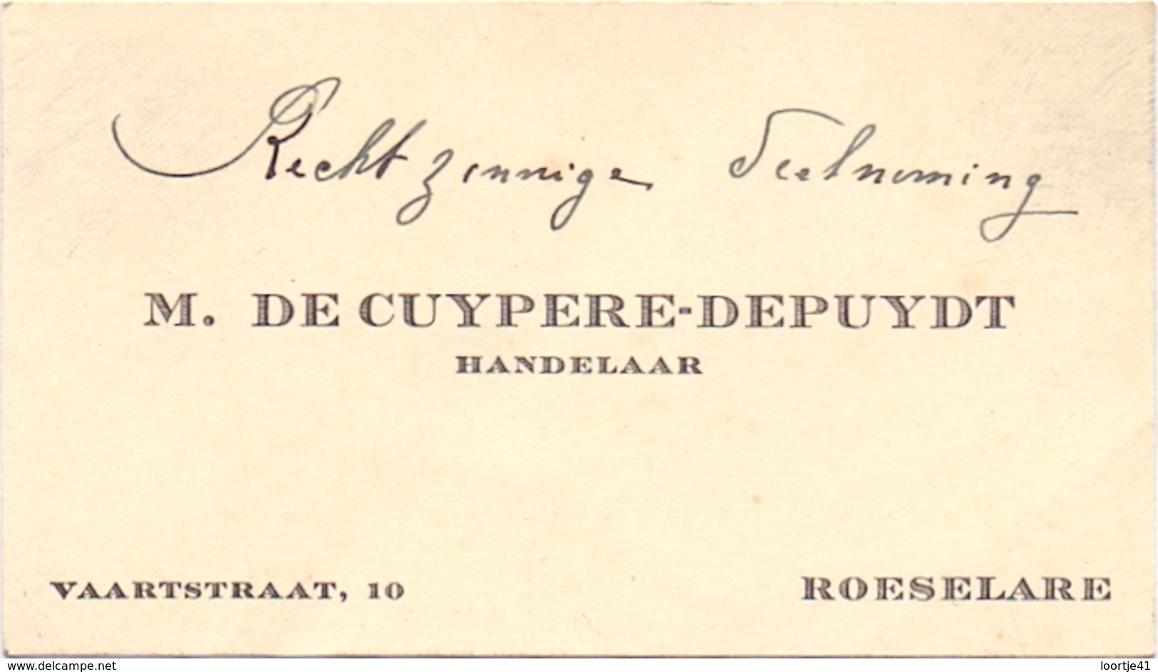 Visitekaartje - Carte Visite - Handelaar M. De Cuypere - Depuydt - Roeselare - Cartes De Visite