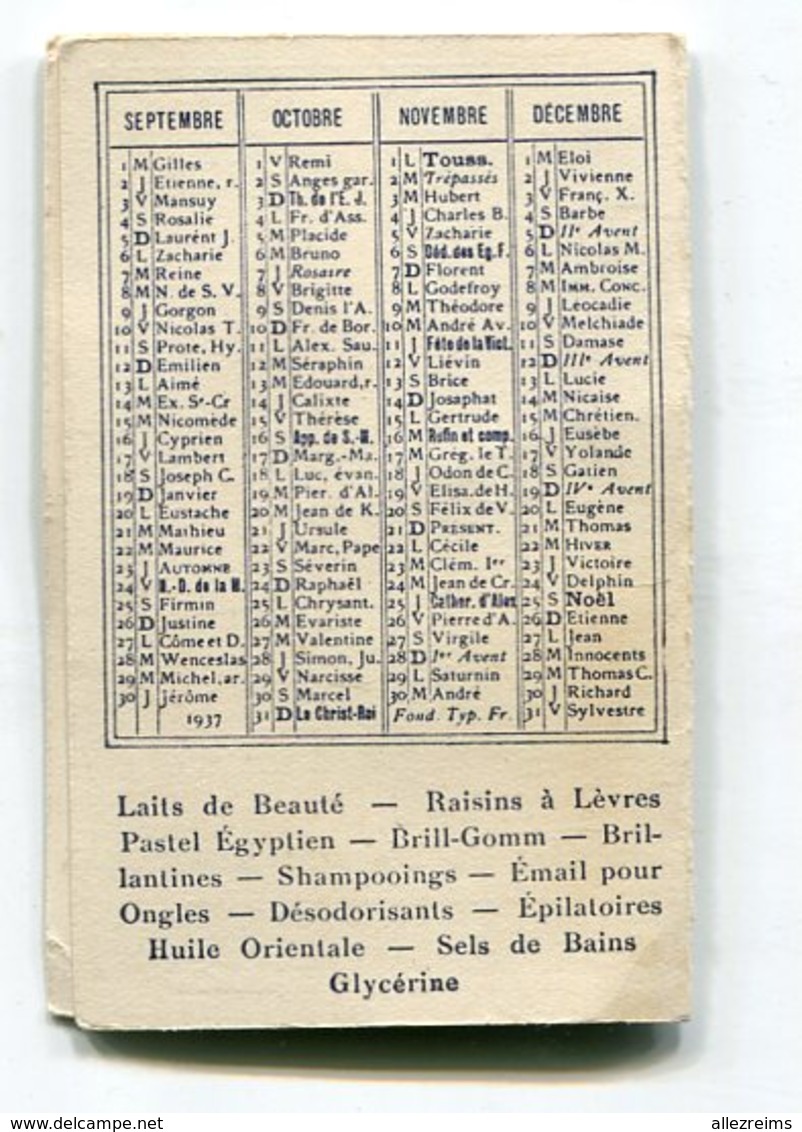 Calendrier 1937   Pub Lasègue à Paris  Format : 54*83 Mm  A    VOIR  !!! - Petit Format : 1921-40