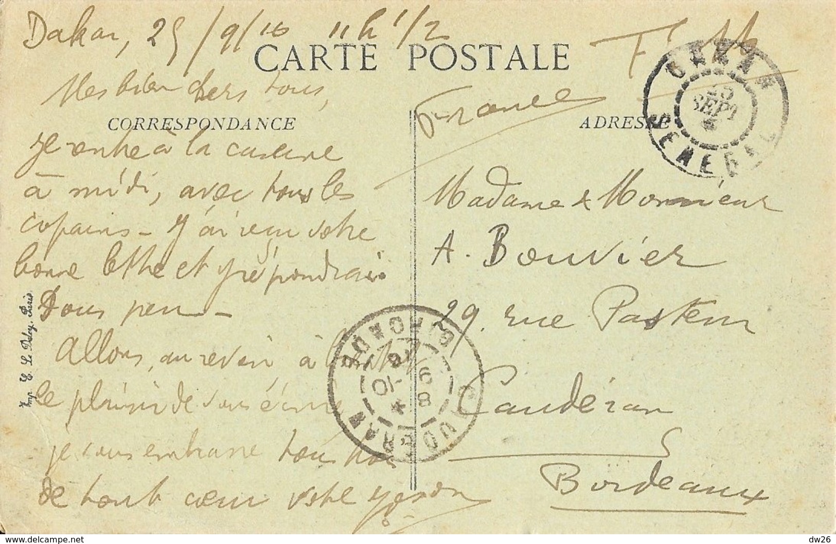 Afrique Occidentale Française: Dakar (Sénégal) - Avenue Roume - Collection Fortier - Carte N° 2125 - Senegal