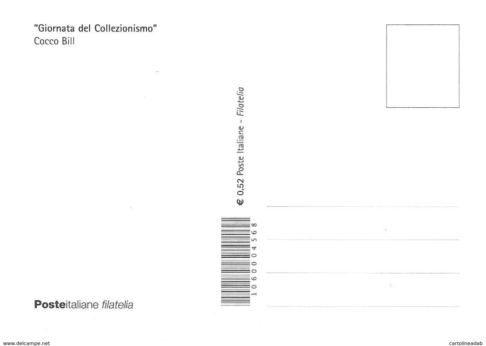 [MD2936] CPM - FUMETTI - COCCO BILL GIORNATA DEL COLLEZIONISMO - CON ANNULLO 23.10.2009 - Non Viaggiata - Fumetti