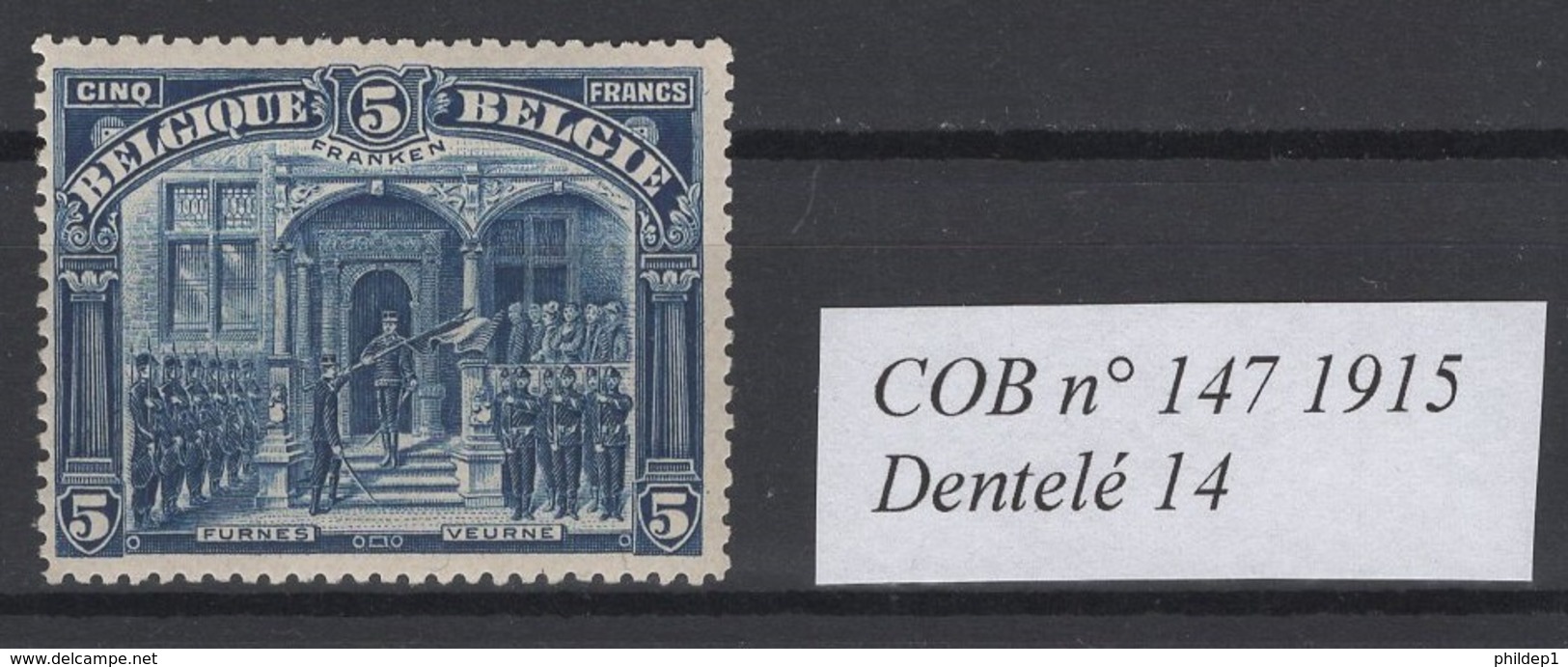 1915. COB N° 135/149 *, MH. Avec Certificat Pour Le N° 147. Cote COB 2018 : 595 € - 1915-1920 Albert I