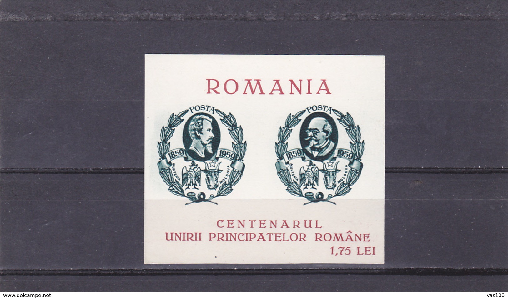 SPAIN - EXILE CENTENARUL UNIRII PRINCIPATELOR ROMANE,1959 BLOCK MNH,ROMANIA. - Local Post Stamps