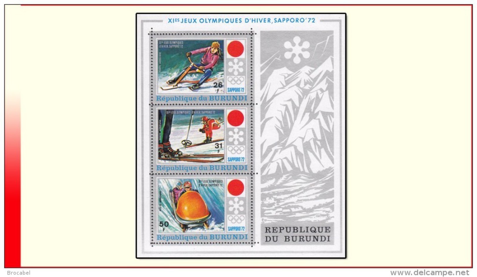 Burundi BL 0056**  Jeux Olympiques Sapporo  MNH - Neufs