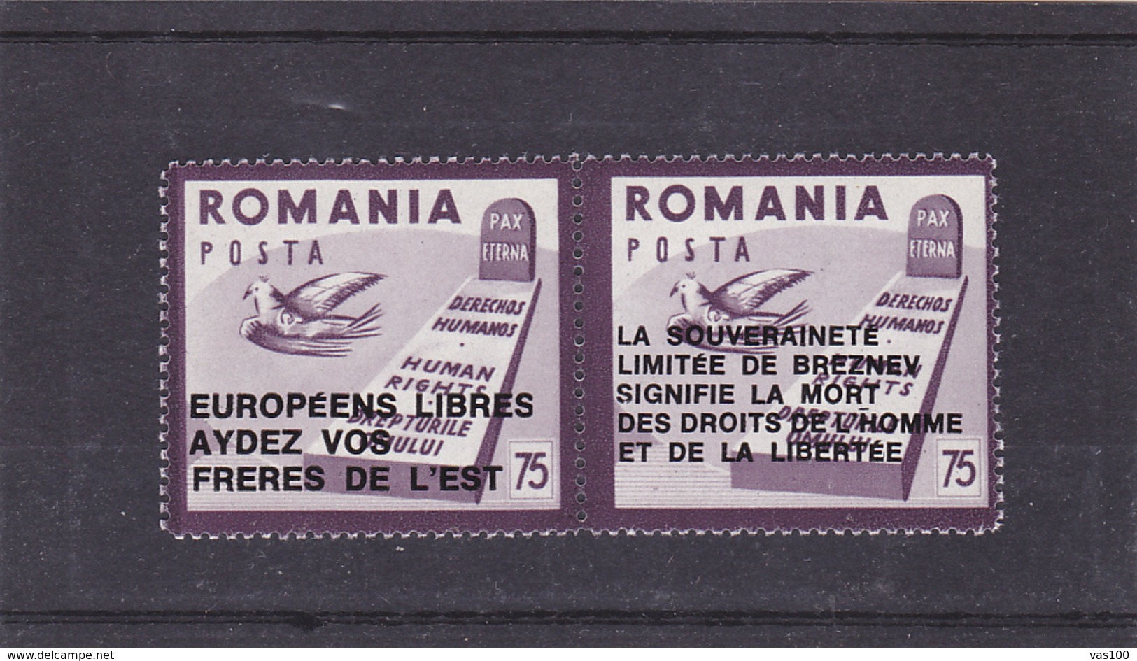 SPAIN - EXILE ,HUMAN RIGHTS,PERFORATED OVERPRINT IN PAIR.1959,MNH,ROMANIA. - Lokale Uitgaven