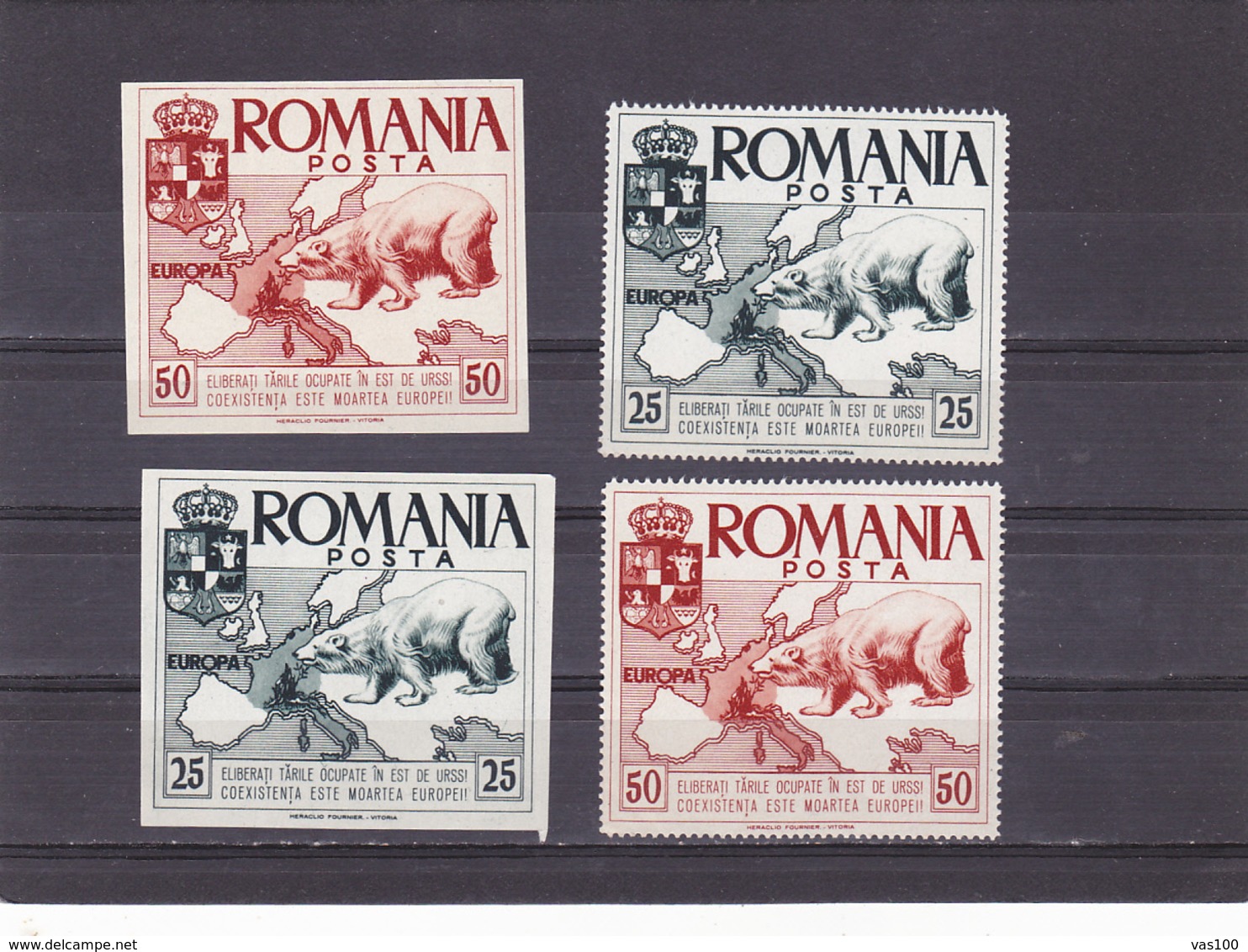 SPAIN - EXILE ,EUROPA,BEARS ,IMPERFORATED + PERFORATED.1957,FULL SETS,MNH,ROMANIA. - Emissioni Locali