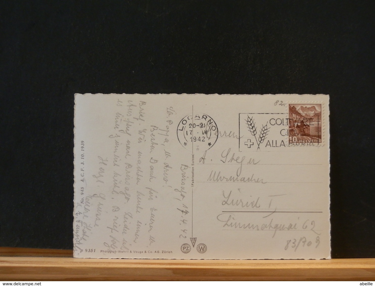 83/709 CP SUISSE  1942 - Lettres & Documents